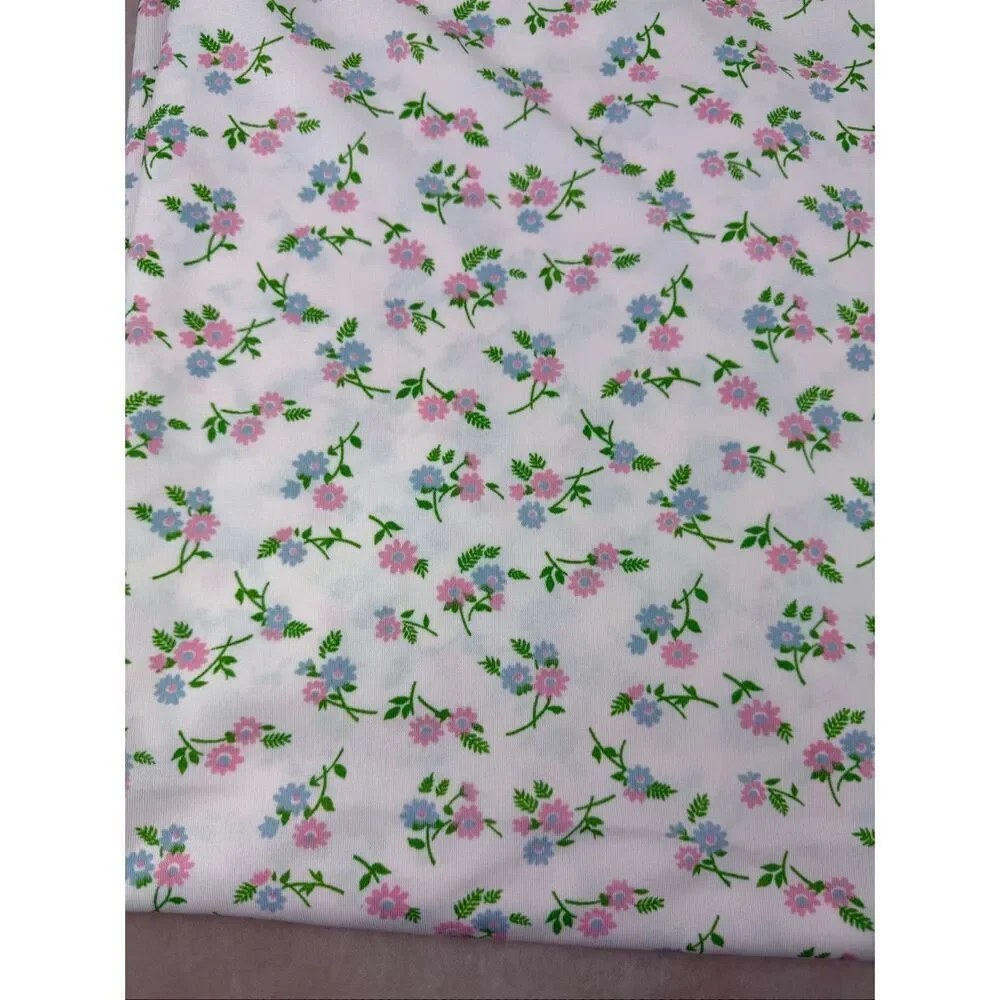 Vintage 1970s Polyester Knit Fabric 64x60” Mod MCM Groovy Flower Power